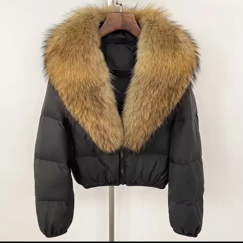 Down Coat Women Winter Real Natural Fox Fur Collar V-neck Thick Warm Duck Down - Picture 4 of 7